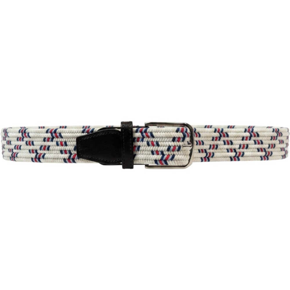 Royal Albartross Woven Belt Mens L White Red Blue Braided Leather Trim Italy
